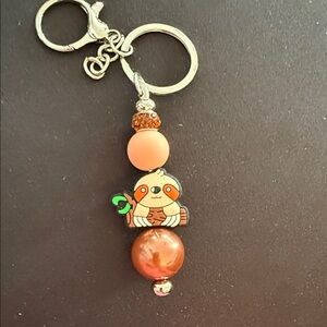 Sloth Charm Key Holder - Orange and Brown